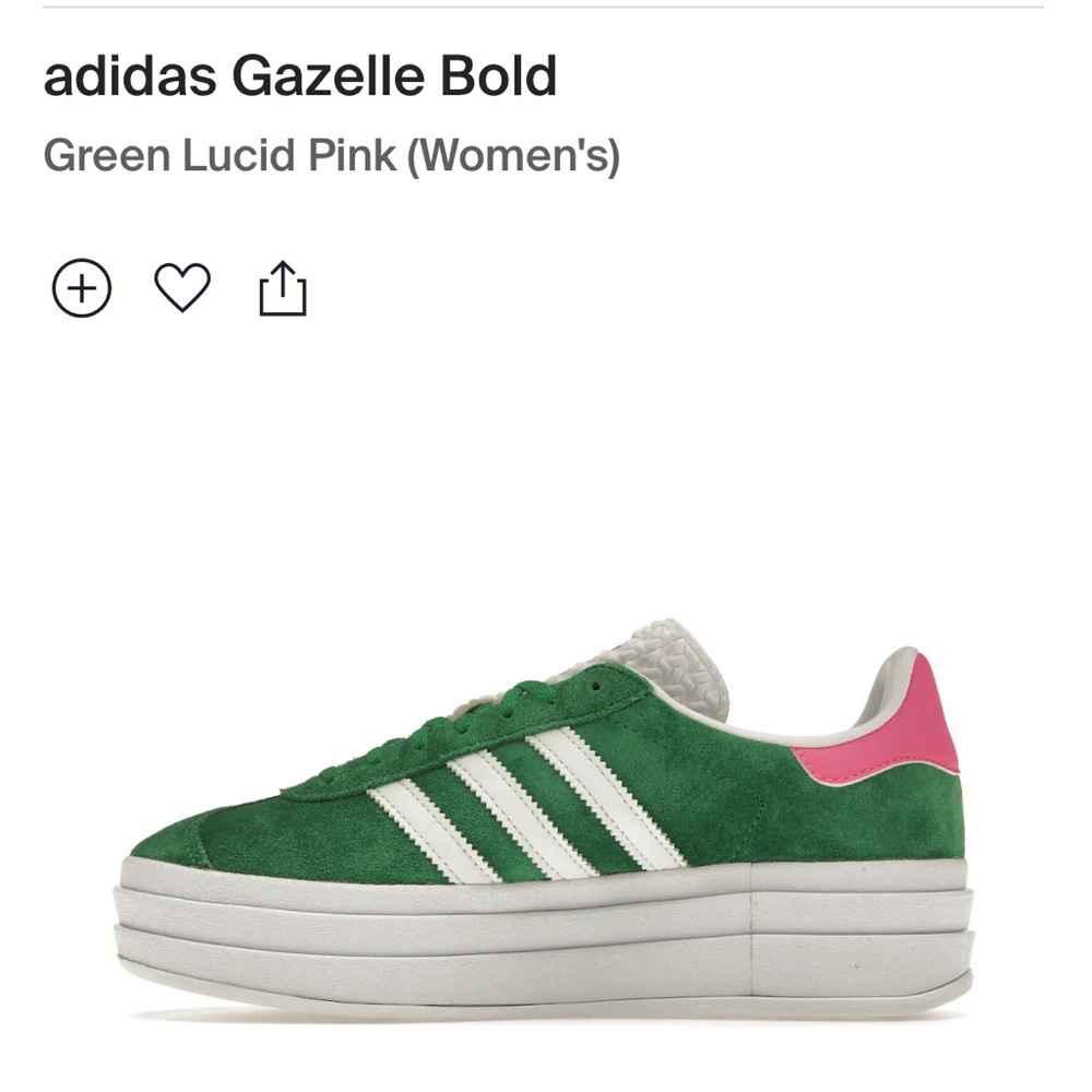 ADIDAS Gazelle Bold — Green Lucid Pink